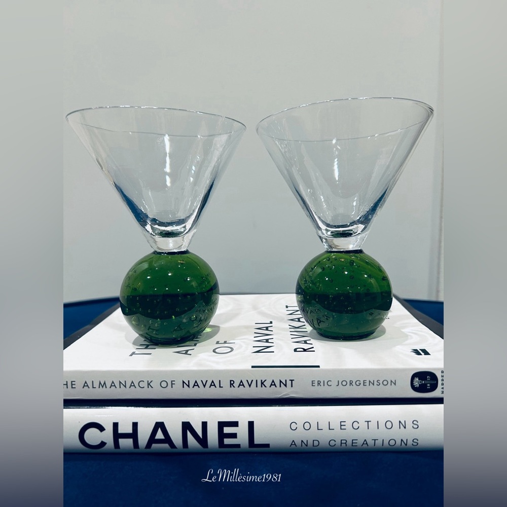 🛑SOLD🛑Vtg Regency Mid-Century Martini Glass With Bubble Ball Base Set of 2 - Picture 1 of 3